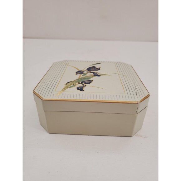 Vintage Japanese Otagiri iris set of 6 coasters in small trinket box - Picture 3 of 10